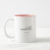 エレガントなモノグラムスクリプト名スワッシュツートーン ツートーンマグカップ (左)