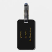 エレガントなモノグラムスクリプト 現代のブラックゴールド 名前を追加 ラゲッジタグ (裏面縦)