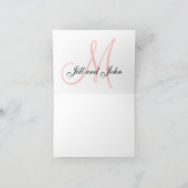 エレガントなモノグラムピンクの感謝カード サンキューカード (内部)