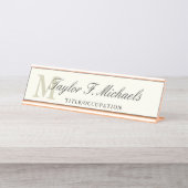 エレガントなモノグラム及び名前 デスクネームプレート (正面)