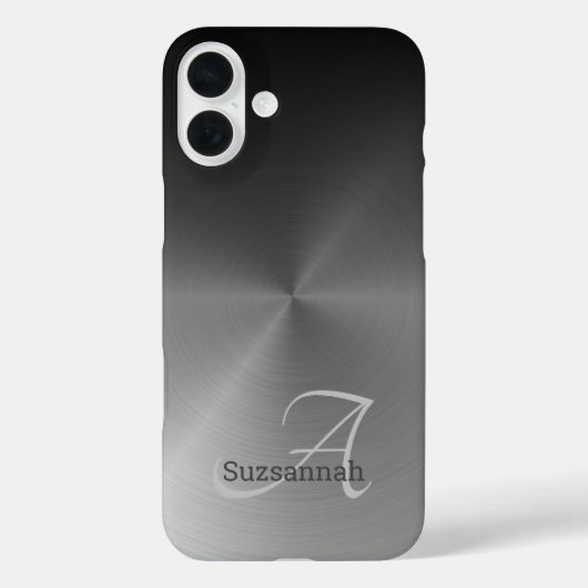 エレガントなモノグラム名 ブラックオンブレ 偽金属 Case-Mate iPhoneケース (裏面)