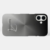 エレガントなモノグラム名 ブラックオンブレ 偽金属 Case-Mate iPhoneケース (裏面 (横))