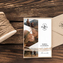 エレガントなモノグラム非対称写真 ウェディング セーブザデート