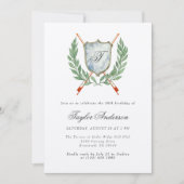 エレガントなモノグラム音楽の紋章誕生日パーティー 招待状 (正面)