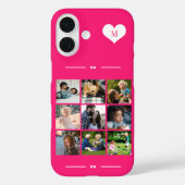 エレガントなモノグラム9枚フォトコラージュホットピンク Case-Mate iPhoneケース (裏面)