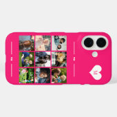 エレガントなモノグラム9枚フォトコラージュホットピンク Case-Mate iPhoneケース (裏面 (横))