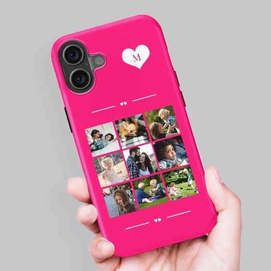 エレガントなモノグラム9枚フォトコラージュホットピンク Case-Mate iPhoneケース