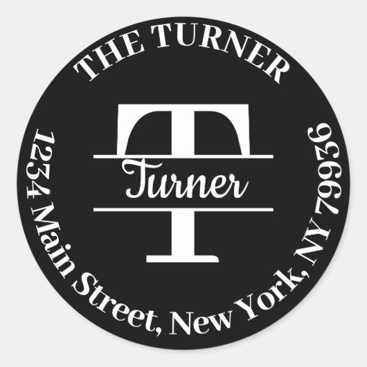 エレガントなモノグラム あなただけのリターンアドレスを作成 ラウンドシール (正面)