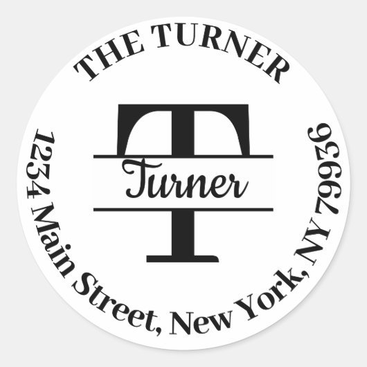 エレガントなモノグラム あなただけのリターンアドレスを作成 ラウンドシール (正面)