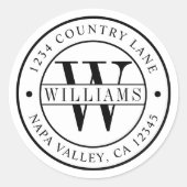 エレガントなモノグラム | あなただけの返送先住所を作成 ラウンドシール (正面)