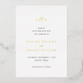 エレガントなモノグラム ウェディング セーブ・ザ・デート 箔招待状 (正面)