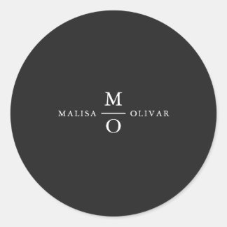 エレガントなモノグラム ウェディング フェイバー スティッカー ラウンドシール