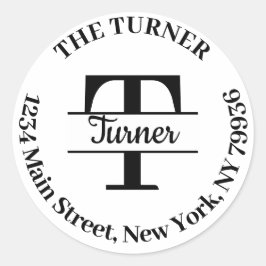 エレガントなモノグラム オリジナルの返送先住所を作成 ラウンドシール