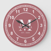 エレガントなモノグラム オーダーメイド ファミリー ネーム ラージ壁時計 (正面)