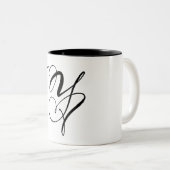 エレガントなモノグラム カラー ブラック レター "Y" ツートーンマグカップ (正面右)