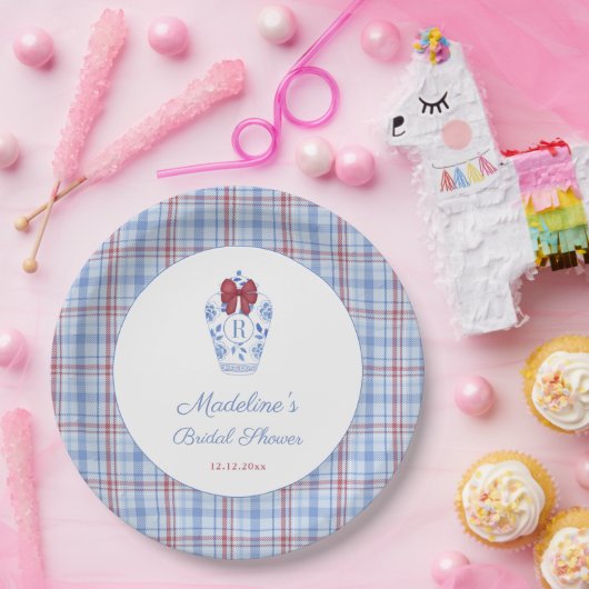 エレガントなモノグラム クリスマス ブライダルシャワー パーティー ペーパープレート (パーティー)