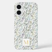 エレガントなモノグラム グリーンボタニカル ウォーターカラー Case-Mate iPhoneケース (裏面)