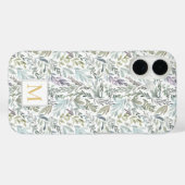 エレガントなモノグラム グリーンボタニカル ウォーターカラー Case-Mate iPhoneケース (裏面 (横))