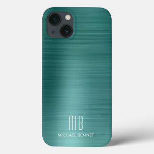 エレガントなモノグラム グリーン ブラッシュドメタル iPhone 13ケース