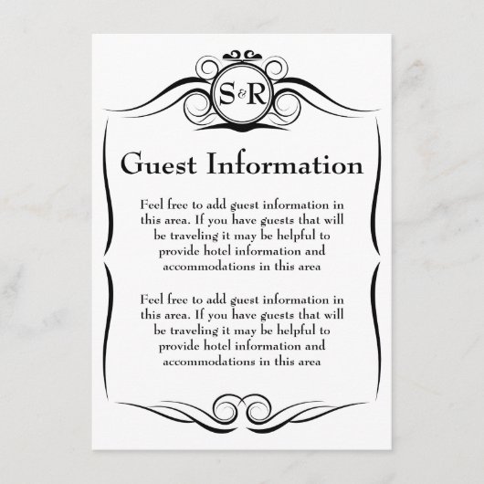 エレガントなモノグラム ゲスト情報カード エンクロージャーカード (正面)