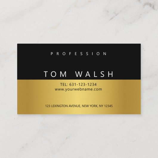 エレガントなモノグラム ゴールドとブラックの名刺 名刺 (裏面)