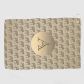 エレガントなモノグラム ゴールド ゴルフタオル (横)