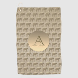 エレガントなモノグラム ゴールド ゴルフタオル