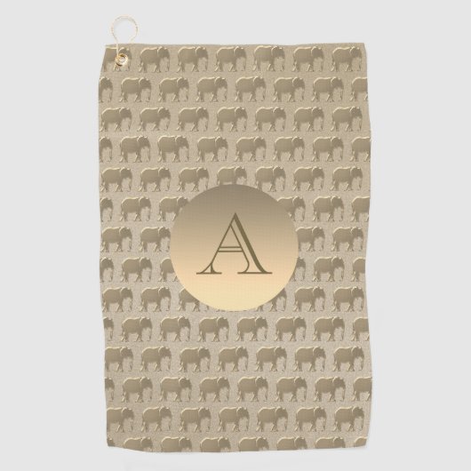 エレガントなモノグラム ゴールド ゴルフタオル (正面)