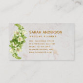 エレガントなモノグラム ゴールド ホワイト ユリ 大理石 名刺 (裏面)