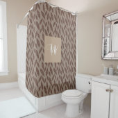 エレガントなモノグラム タン&クリーム ブロックプリントの葉 シャワーカーテン (インサイチュ)