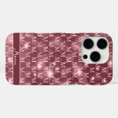 エレガントなモノグラム ダスキーローズスパークル Case-Mate iPhoneケース (裏面 (横))