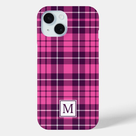 エレガントなモノグラム ピンクのチェック柄 Case-Mate iPhoneケース (裏面)