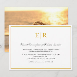 エレガントなモノグラム フォーマル ゴールドの結婚披露宴 招待状