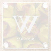 エレガントなモノグラム フラワー ガラス コースター (裏面)