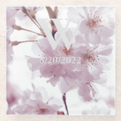 エレガントなモノグラム フラワー ガラス コースター (正面)