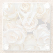 エレガントなモノグラム フラワー ガラス コースター (裏面)