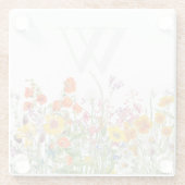 エレガントなモノグラム フラワー ガラス コースター (裏面)