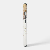エレガントなモノグラム ブラウンゴールド大理石の抽象的なデザイン iPhone 15ケース (左側面)