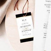 エレガントなモノグラム ブラックとゴールドのウェディング ギフトタグ