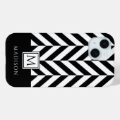 エレガントなモノグラム ブラック アンド ホワイト Case-Mate iPhoneケース (裏面 (横))