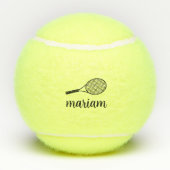 エレガントなモノグラム ブラック タイポグラフィー モダン スクリプト テニスボール (裏面)