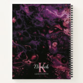 エレガントなモノグラム ブラック パープル スクリプト ノートブック (裏面)