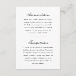 エレガントなモノグラム ブラック＆ホワイト ウェディングホテル エンクロージャーカード