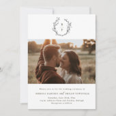 エレガントなモノグラム ブラック&ホワイト フォーマルウェディング 招待状 (正面)