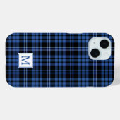 エレガントなモノグラム ブルーチェック Case-Mate iPhoneケース (裏面 (横))