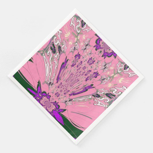 エレガントなモノグラム ブルーム ペーパー ディナー ナプキン (コーナー)