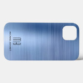 エレガントなモノグラム ブルー Case-Mate iPhoneケース (裏面 (横))