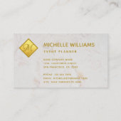 エレガントなモノグラム（偽の金箔仕上げの白大理石） 名刺 (裏面)