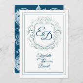 エレガントなモノグラム 招待状 (正面/裏面)