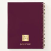 エレガントなモノグラム 紫色のビジネス ロゴ ノートブック (裏面)
